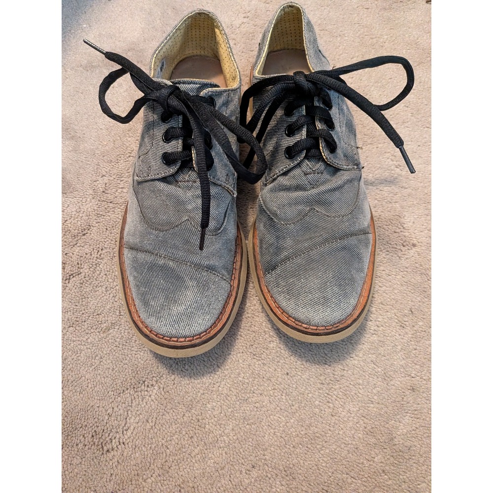 TOMS Mens Grey Denim Canvas Wingtip Brogue Oxford‎ Shoes Size 10